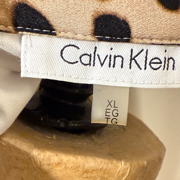 Calvin Klein White Button-Down Shirt with Leopard Trim - Picture 3 of 8